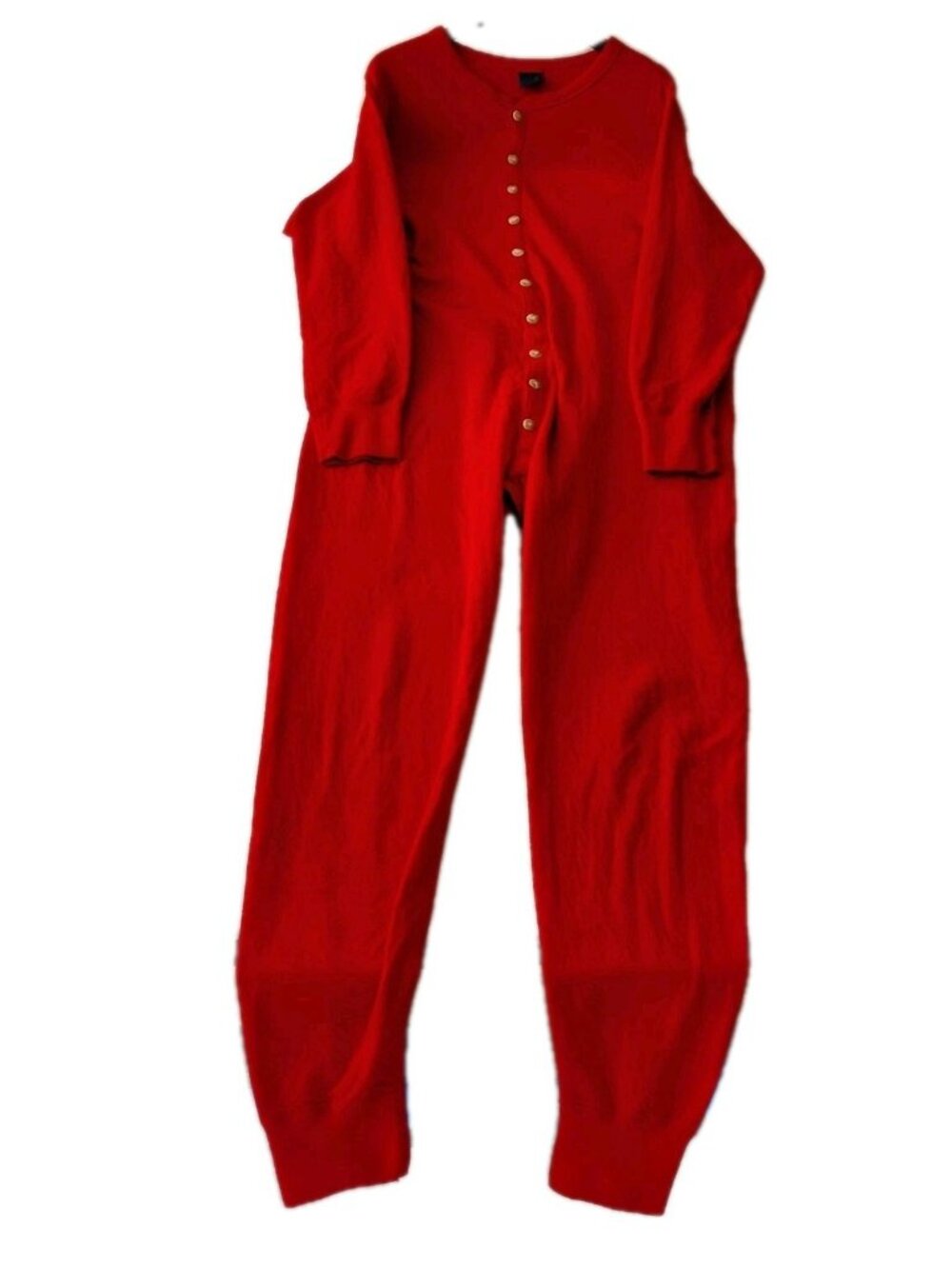 Vintage Duofold Cotton Wool Long John One Piece Union Suit Winter Warm XL Red